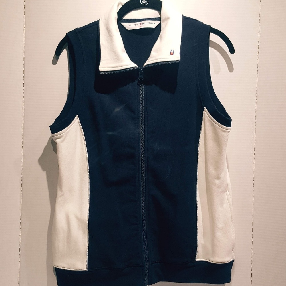 Tommy Hilfiger navy white full zip large vest
